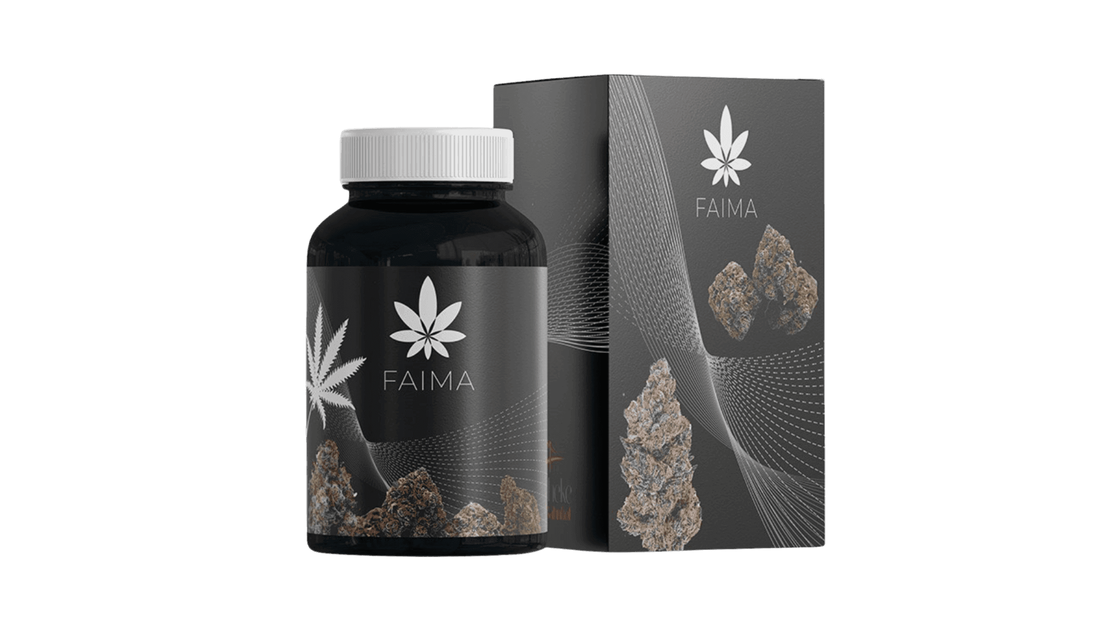 Flasche mit Cannabis Extrakt und Verpackung